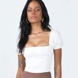 Princess Polly Taber White Short Sleeve Top Size 2